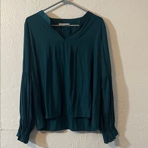 Lola & Sophie Deep Teal V-Neck Long Sleeve Blouse